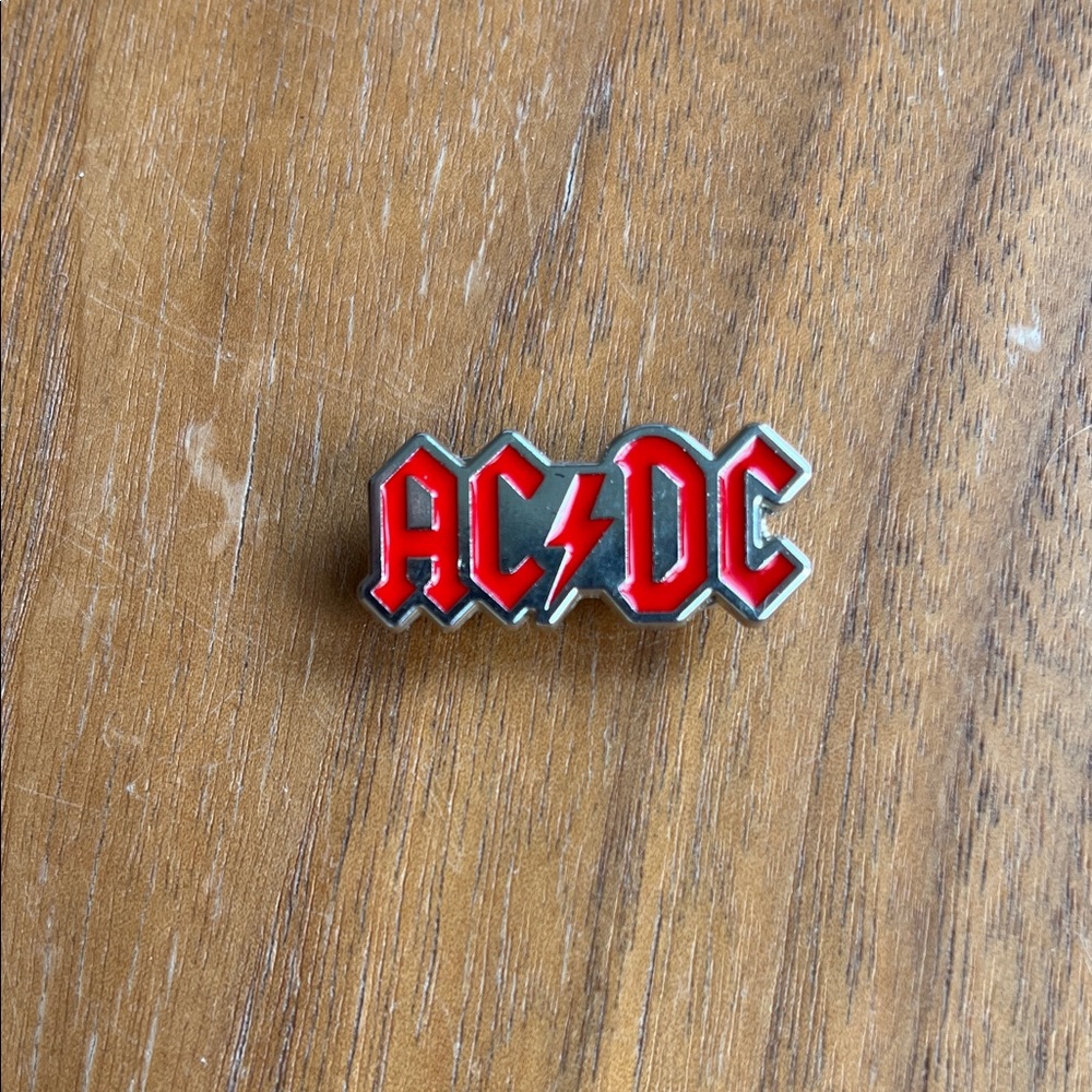 AC/DC Red and Silver Logo Pin